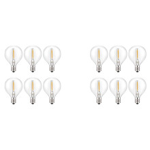 12Pcs G40 LED Replacement Light Bulbs, E12 Screw Base Shatterproof LED Globe Bulbs for Solar String Lights Warm White
