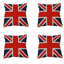 4X Funda de Almohada de Estilo Britanico de Estilo Union Jack con Dibujo de Bandera, Funda de Almohada