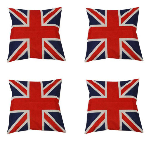 4X British Vintage Style Union Jack Flag Throw Pillow Case, Pillowcase
