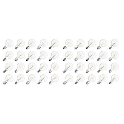 40 Pcs G40 LED Replacement Light Bulbs E12 Screw Base Shatterproof LED Globe Bulbs for Solar String Lights Warm