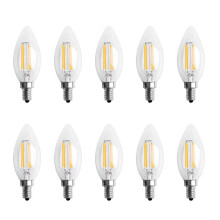 10X Dimmable E12 4W COB Edison Candle Flame Filament LED Light Bulb Lamp 10 x 3.5cm