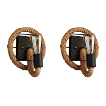2X Applique Vintage American Rope Lampe Industrielle Personnalité Bar Applique Murale en Fer Grenier Allées Appliques Murales (Pas de Source de