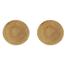 2X Tovagliette Nel Rattan Intrecciate Un Mano, Tovagliette Rotonde Nel Vimini, Tovagliette Intrecciate Naturali per Tavolo da Pranzo, Tappetini