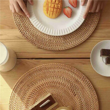 8X Rattan Woven Placemats Oval Round Table Mats Non Slip Heat Resistant Place Mat Natural Multipurpose Placemat 30X40cm