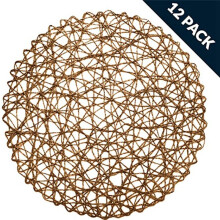 Round Paper Woven Placemats,Decorative Rope Mesh Place Mats for Dining, Party and Wedding 72PCS