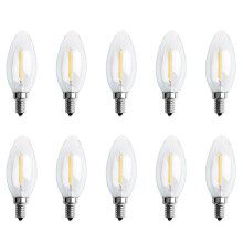 10X Dimmable E12 2W COB Edison Candle Flame Filament LED Light Bulb Lamp 10 X 3.5cm