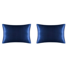 2X Fronha de Seda de Amora Pura Natural de Ambos Os Lados para Cabelo e Pele, 600 Fios 50X75cm-Azul Marinho