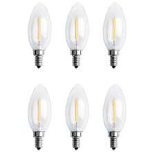 6X Dimmable E12 2W COB Edison Candle Flame Filament LED Light Bulb Lamp 10 X 3.5cm