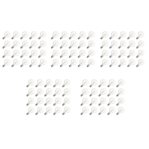 100 Pcs G40 LED Replacement Light Bulbs E12 Screw Base Shatterproof LED Globe Bulbs for Solar String Lights Warm