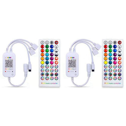 2X DC5-24V  LED Controller+40 Keys Remote Control APP Control and Music Sync RGB IR RF for 5050 RGB LED Light