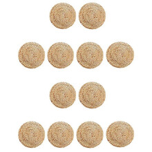 Runde Gewebte Rattan Tischsets, Matten Aus Natürlichem Weidengeflecht, Geflochtene Tischsets Aus Wasser Hyazinthen Stroh, 12 Set