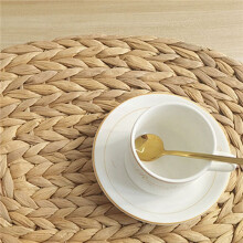 Round Woven Rattan Placemats, Natural Wicker Mats, Water Hyacinth Straw Braided Placemats, Set of 12