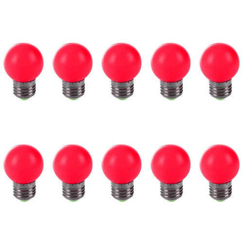 10X E27 LED Light Warm Red Bulb Plastic Bulb (0.5W Power, Red)