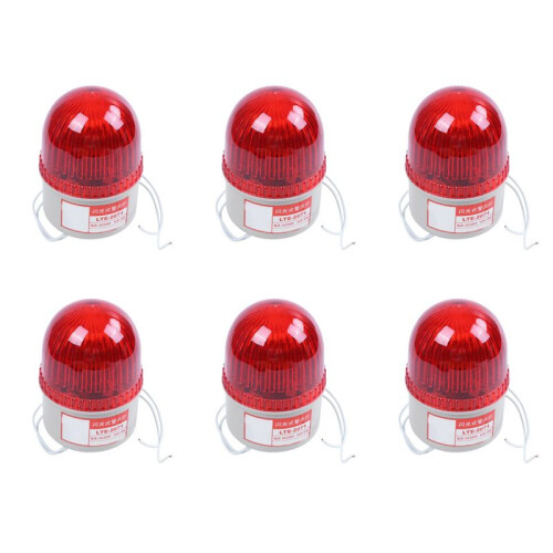 6X Wechselstrom 220V 15W Rotes Licht Industrielle Signalsaeule Blitzwarnleuchte