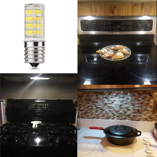 4 Pack 4W Dimmable LED E17 Microwave Oven Bulb , Daylight 6000K 40W Halogen Equivalent Light ,Ceramic E17 LED Bulb 1