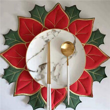 8X Jogo Americano Bordado de Férias de Natal com Apliques de Poinsétia Jogo Americano de Flores de Natal para DecoraçãO de Mesa A