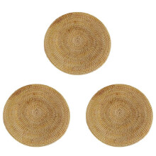 3X Hand Gewebte Rattan Tisch Sets, Runde Wicker Tisch Sets, Natürlich Gewebte Tisch Sets für Den Essen Tisch, Hitze Beständige Matten