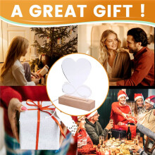 3D Acrylic Light Heart Shaped Photo Frame with Night Light Couple Anniversary Christmas Personalized Gift