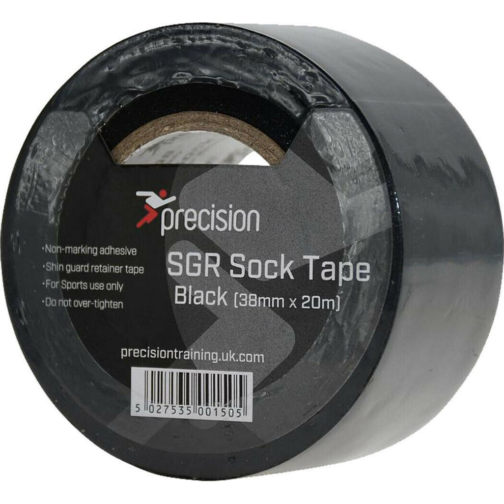 (20M X 38Mm, Black) Precision Unisex Adult 38Mm Sgr Sock Tape (Pack Of 5) 5059699065659