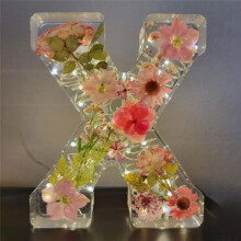 Letras Floral Luz Noturna CriativaFlor Seca LED Luzes Ambiente Letras de Resina Lâmpada Enfeites de Mesa de Festa Iluminação e