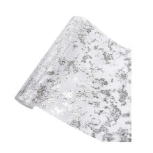Silverduk med Paljetter Glitterfolie Metallisk Silver Finnätsduk Lämplig för Olika Tillfällen