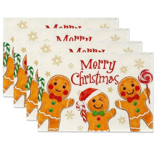 4PCS Xmas Trees Snow Christmas Placemats Winter Table Mats for Kitchen Dining Decoration P