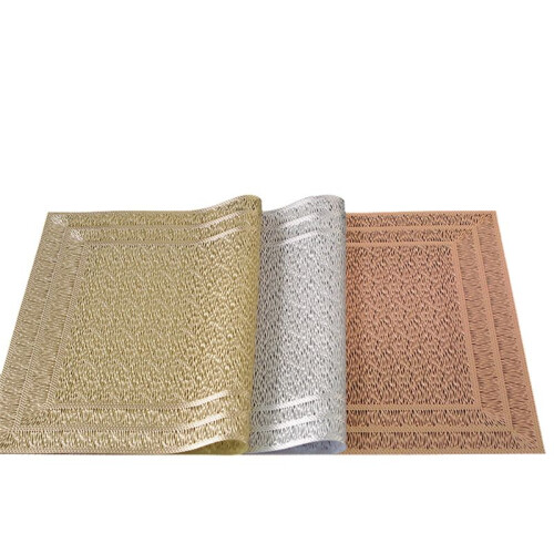 6Pcs Rectangular Woven Table Mat Slip 18x12 Inches Textured Scratch Proof PVC Table Mats, for Kitchen Home Decor 1