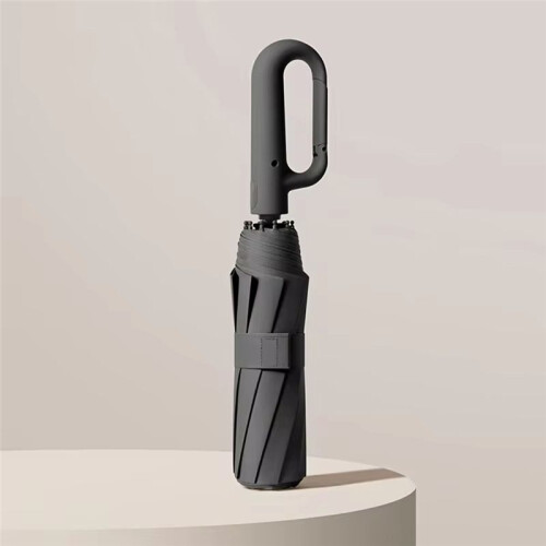 Automatic Folding Umbrella with Hook Handle Rainproof, Portable Sunshade for Travel Black 1