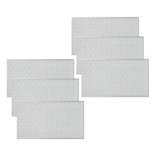 6Pcs Rectangular Woven Table Mat Slip 18x12 Inches Textured Scratch Proof PVC Table Mats, for Kitchen Home Decor Silver