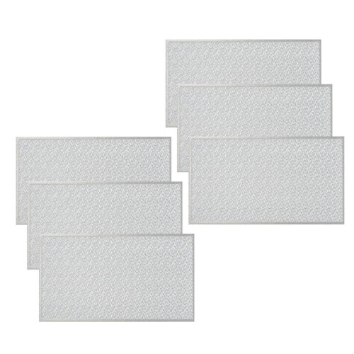 6Pcs Rectangular Woven Table Mat Slip 18x12 Inches Textured Scratch Proof PVC Table Mats, for Kitchen Home Decor Silver