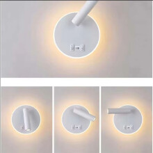 LED-Wandleseleuchte mit Schalter und USB-Anschluss, Drehbare Nachttischlampe, Wandleuchte, Strahler für Schlafzimmer