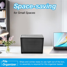 Hanging File Organizer Filing Box,Metal Mesh File Crate Desk Organizer Magazine Holder with 5 Hanging Folders Included