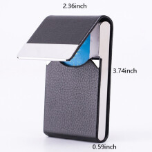 Business Card Holder, Card Holder for Women and Men, Stainless Steel PU Leather Business Card Holder (Lychee Texture)