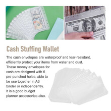20 Stuks Cash Envelop 6 Gaten Budget Binder Zakken Rits Mappen voor A6 Notebook Binder Geldbesparende Binder Accessoires