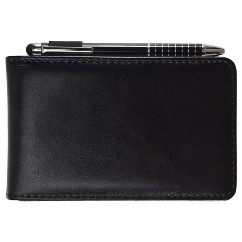 10Pcs  Pocket Notepad Holder Set with Metal Pen and Pocket Notebook Refills (Black)