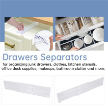 Drawer Dividers 8 Pack, Adjustable 3.2 Inch High Expandable From 11-20.6 Inch Kitchen Drawer Organizer, Clear Plastic