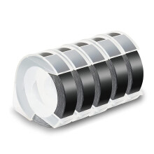 5 Pack Label Tape for Embossing Tape 12mm 3D Emboss Labels, White Black for DM1595 Organizer Xpress Pro