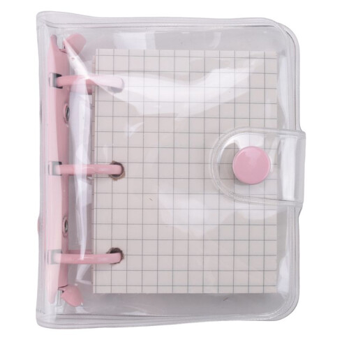 4 Pack  Transparent 3 Ring Binder Covers with Grid Inner Page and 12 Pcs Binder Pockets(3 Pcs/Set) 1