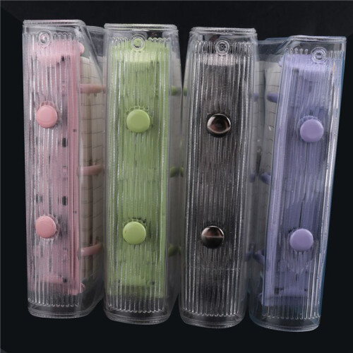 4 Pack  Transparent 3 Ring Binder Covers with Grid Inner Page and 12 Pcs Binder Pockets(3 Pcs/Set) 2