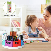 Rotating Desk Organizer for Kids, Art Supply Storage Organizer for Crayon Desktop Homeschool Offices Supplies