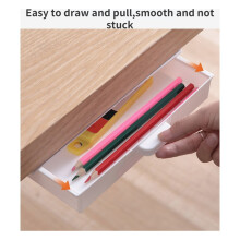 Under Desk Drawer Organizer Invisible Storage Box Self-Adhesive Stationary Container Desk Sundry Makeup Holder White