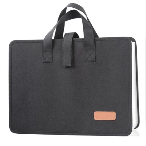 13 Pockets Expander File Folder Document Organizer with Handle A4 Size Capacity Accordion File Organizer Black