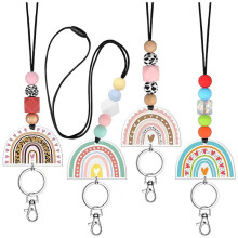 Longes D'Enseignant pour Badges D'Identification et CléS Longes PerléEs Mignonnes avec Porte-CléS Porte-CléS Perlé en Silicone pour Femmes Filles