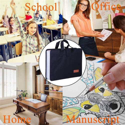 13 Pockets Expander File Folder Document Organizer with Handle A4 Size Capacity Accordion File Organizer Black 2