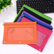 8 Pcs 3 Zipper Pencil Pouch Colorful Fabric Pencil Case Sturdy and Durable Binder Pouch with Clear Window