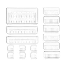 15PZ Set di Organizer per Cassetti nel Plastica Trasparente 4 Dimensioni Versatili Contenitori per Organizer per Cassetti da Bagno e Vanità