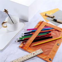 8 Pcs 3  Zipper Pencil Pouch Colorful Fabric Pencil Case Sturdy and Durable Binder Pouch with Clear Window