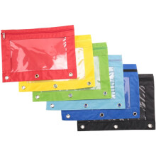 Confezione da 6 Astucci Colorati con Cerniera a 3 Anelli Astuccio per Matite in Tessuto Robusto Astuccio Raccoglitore Durevole AU con Finestra