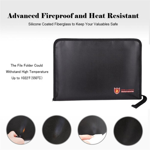 Fireproof Expanding File Folder, Fireproof File Folder Important Document Organizer Holder with Labels,(12 Pockets)