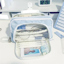 Student Pencil Bag Ins Grote Capaciteit Eenvoudige Voorruit Briefpapierdoos Girl Cosmetic Bag